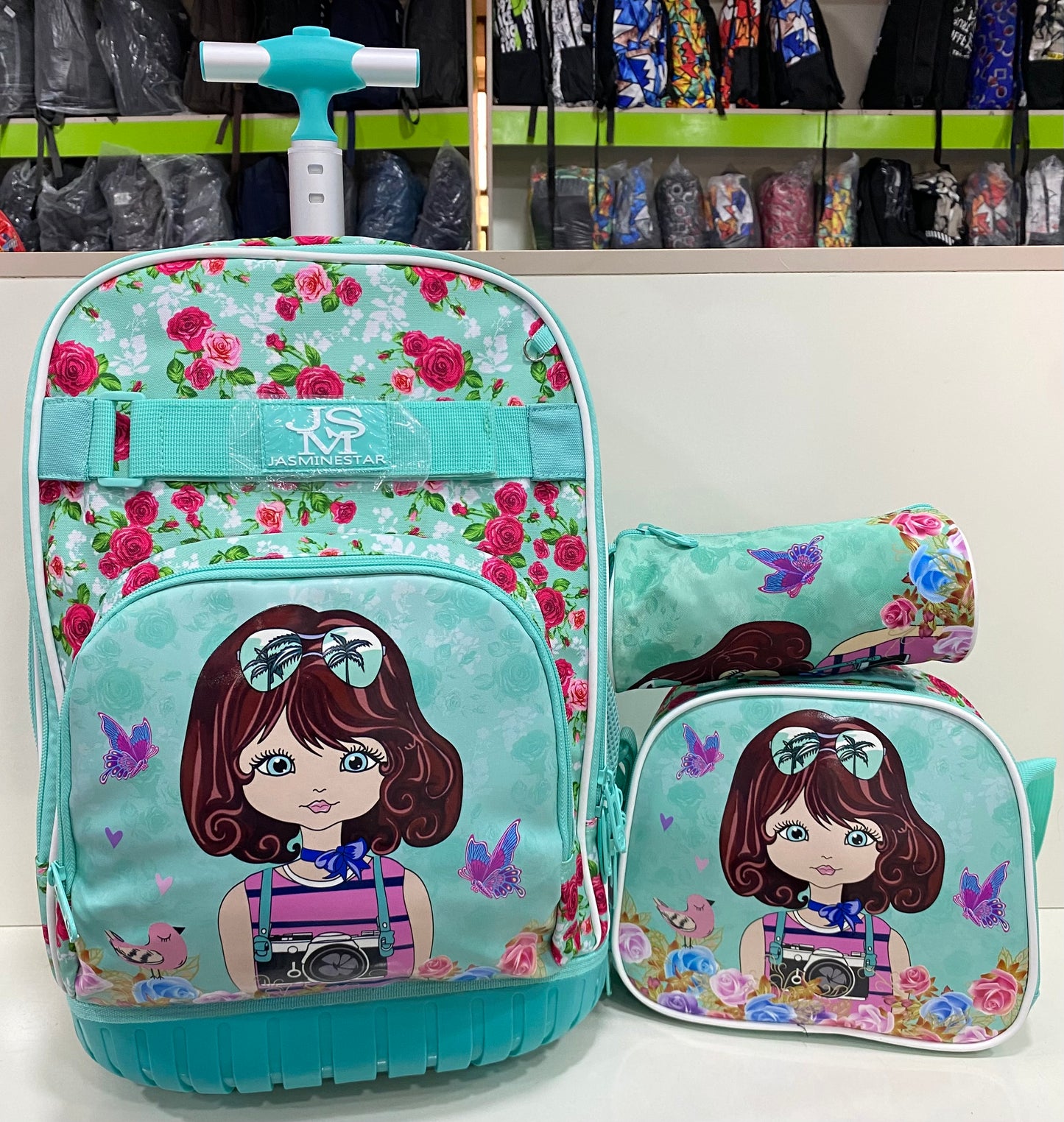 18inches 3in1 Jasmine Star Trolley School Bag
