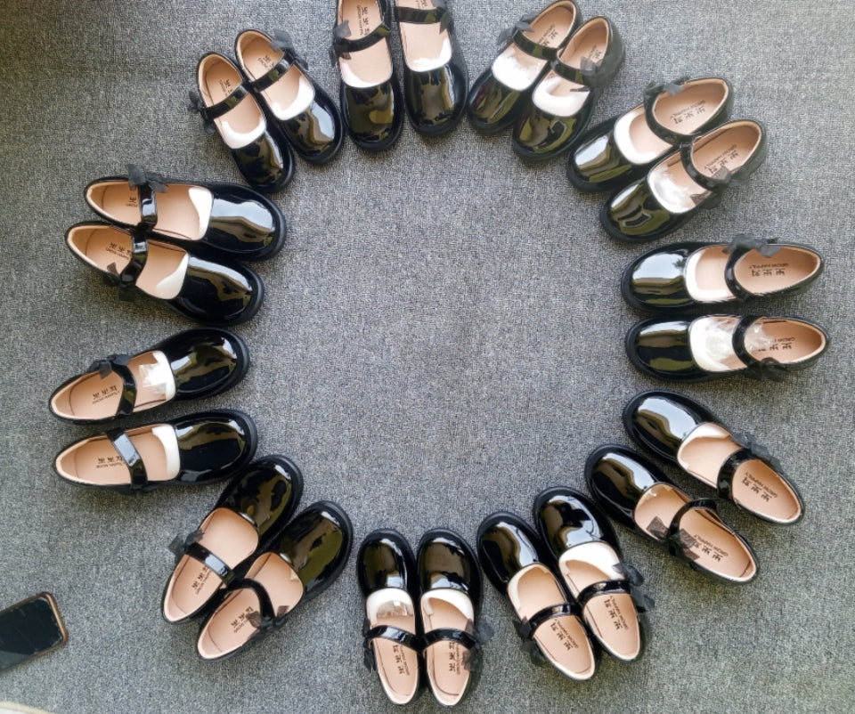British Girls School Shoe with bow strap