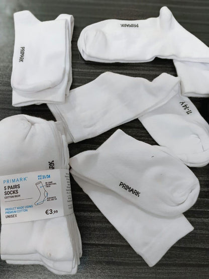 Primark 5in1 White Cotton Socks