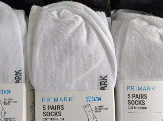 Primark 5in1 White Cotton Socks
