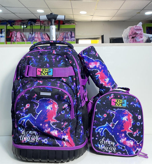 18.5inches 3in1 Jasmine Star Trolley School Bag