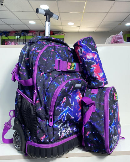 18.5inches 3in1 Jasmine Star Trolley School Bag