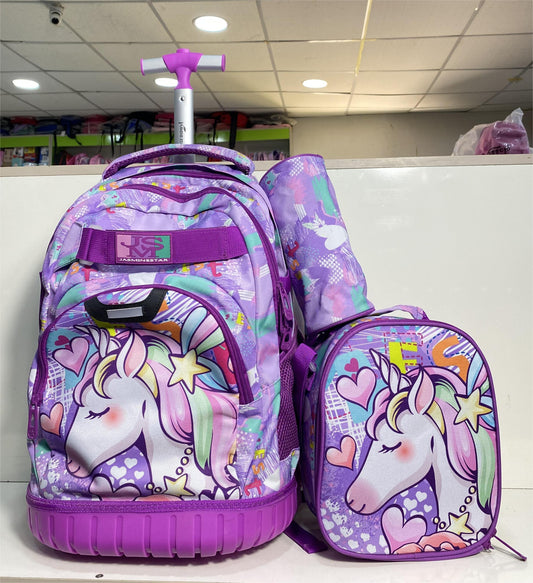 18.5inches 3in1 Jasmine Star Trolley School Bag