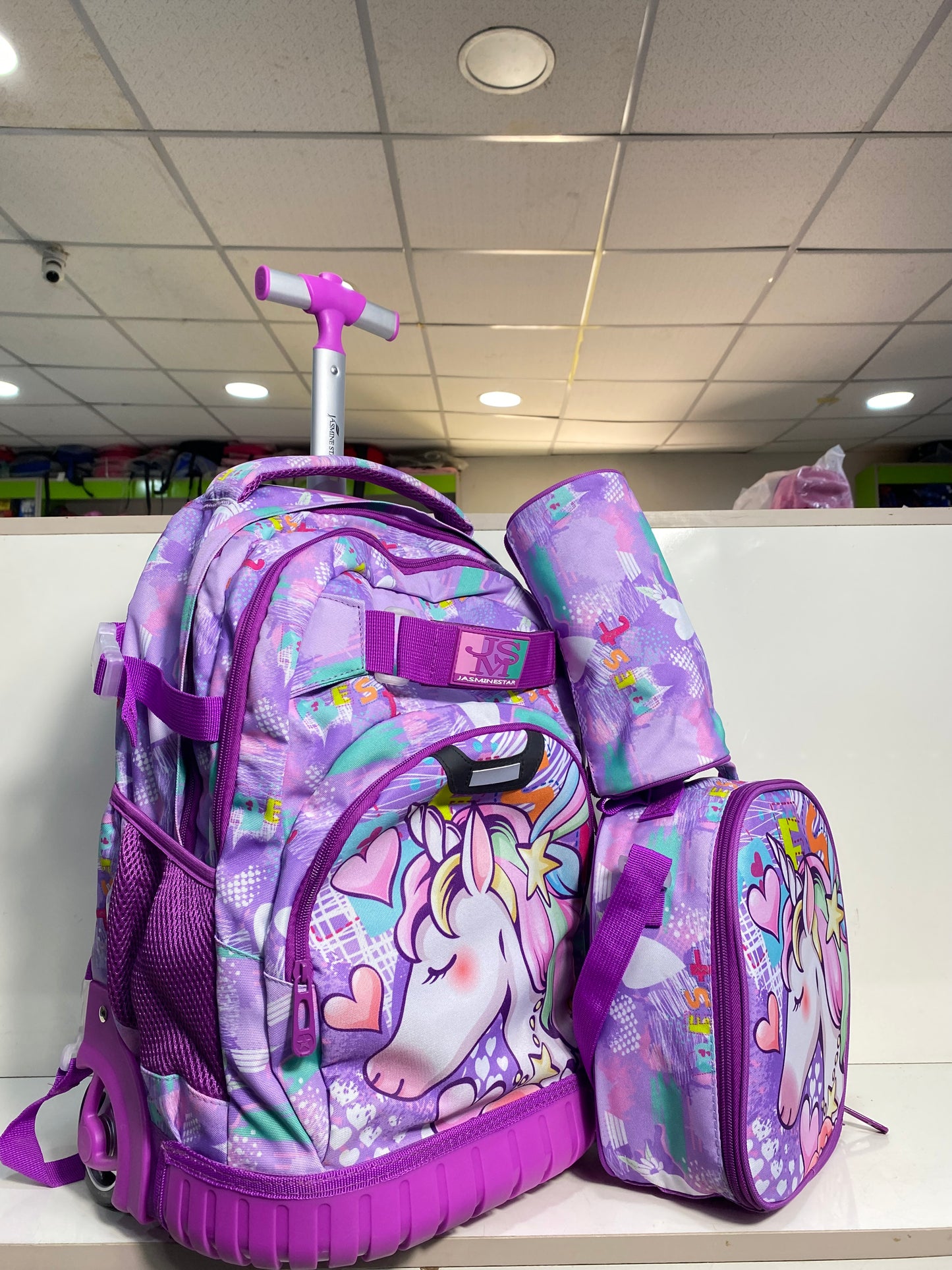 18.5inches 3in1 Jasmine Star Trolley School Bag